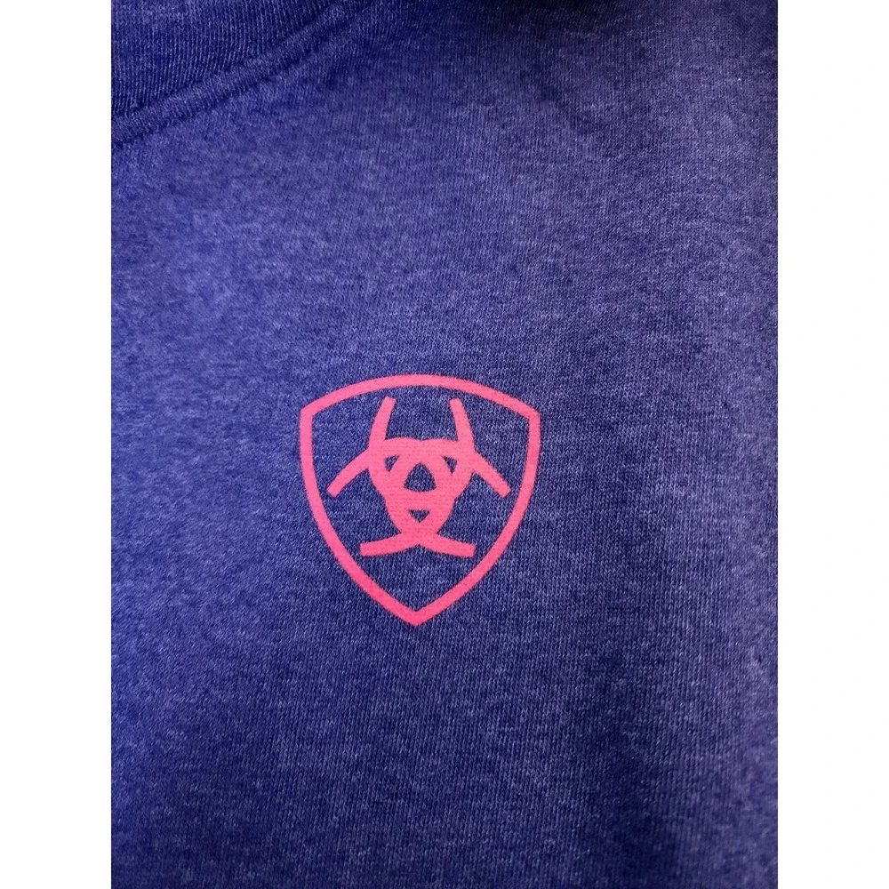 Ariat Mens Size XL Heather Blue US of A Fleece‎ Pocket Hooded Sweatshirt